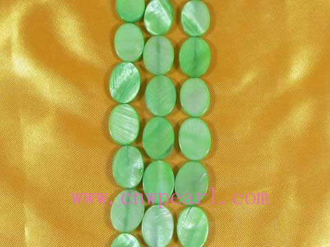 13�18mm five strands of oval green shell strands